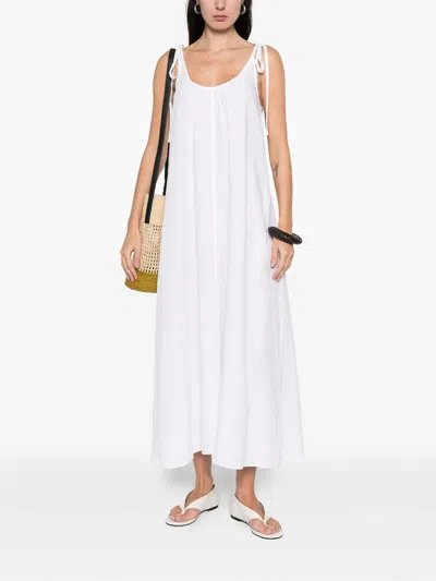 Anine Bing Flora Gathered Lyocell And Linen-blend Maxi Dress In White