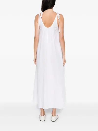 Anine Bing Flora Gathered Lyocell And Linen-blend Maxi Dress In White