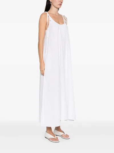 Anine Bing Flora Gathered Lyocell And Linen-blend Maxi Dress In White