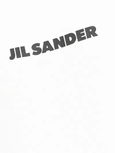 Jil Sander Men White Crewneck T-shirt With Logo Lettering On The Front In Cotton Man In White