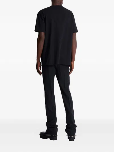 Balmain Crew Neck T Shirt Graphic Print Silk In Black
