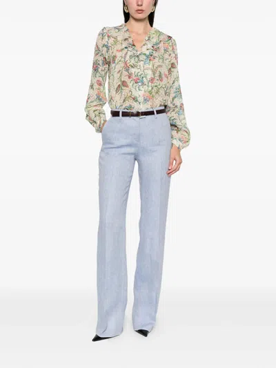Etro Ruffled Floral Top In Multi