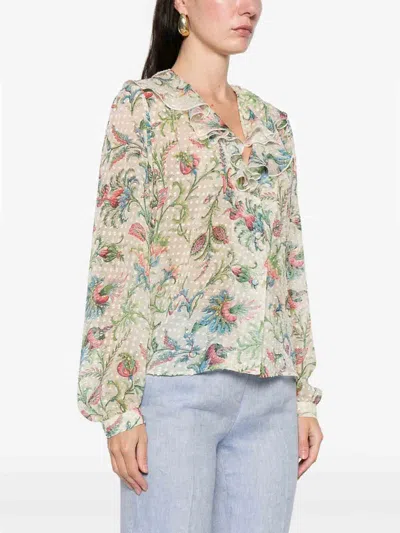 Etro Ruffled Floral Top In Multi