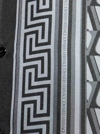 Versace Pattern-printed Short-sleeved Shirt In Gray