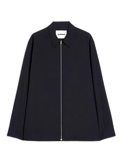 Jil Sander Textured Wool Jacket In Black