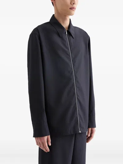 Jil Sander Textured Wool Jacket In Black