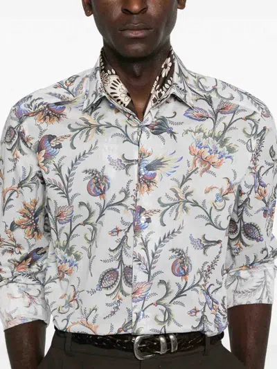 Etro Blue Shirts Men In Metallic