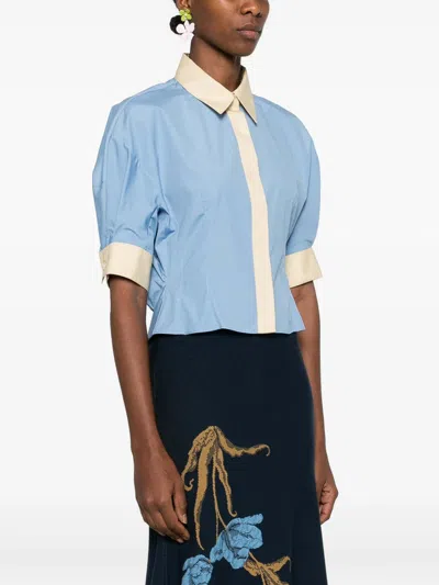 Marni Collared Panelled Top In Blue