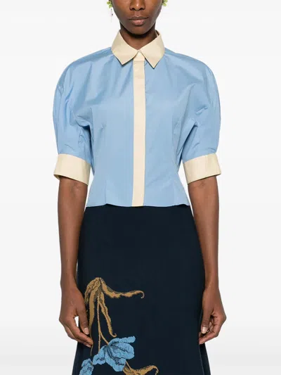 Marni Collared Panelled Top In Blue