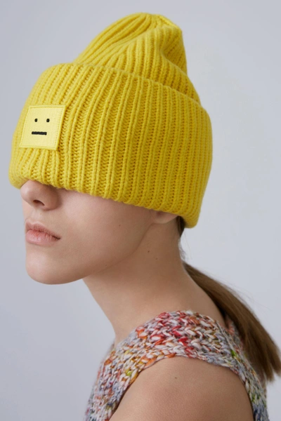 Shop Acne Studios Ribbed Beanie Hat Canary Yellow