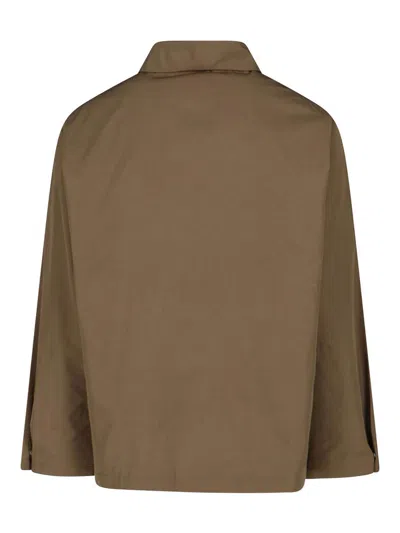 A.p.c. Snap Button Cotton-blend Classic Jacket In Brown