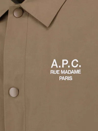 A.p.c. Snap Button Cotton-blend Classic Jacket In Brown