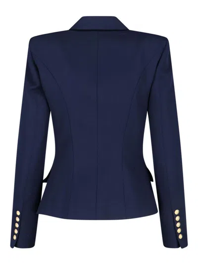 Balmain Double Breasted Jacket In Blue