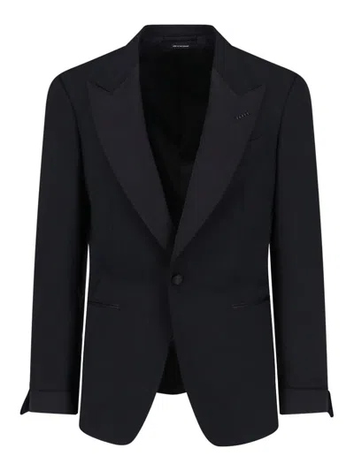 Tom Ford Single Breasted Blazer Notch Lapel Cuffs In Black