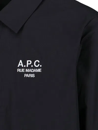 A.p.c. A. P.c. Logo-print Snap Front Coach Jacket In Black