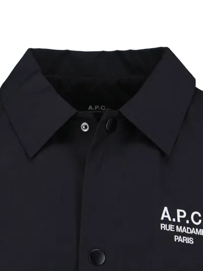 A.p.c. A. P.c. Logo-print Snap Front Coach Jacket In Black