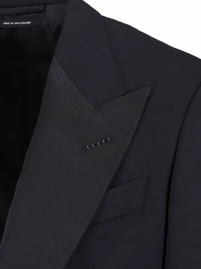 Tom Ford Single Breasted Blazer Notch Lapel Cuffs In Black