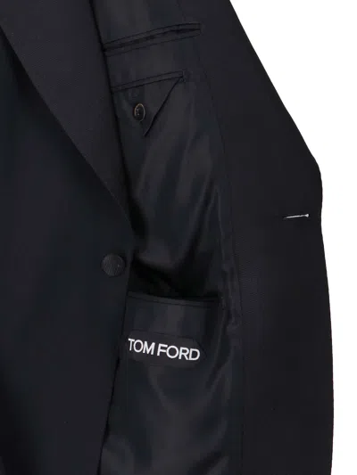 Tom Ford Single Breasted Blazer Notch Lapel Cuffs In Black