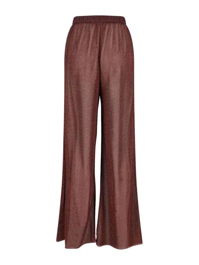 Oseree Lumière Trousers In Semi-transparent Brown Metallic Fabric In Brown