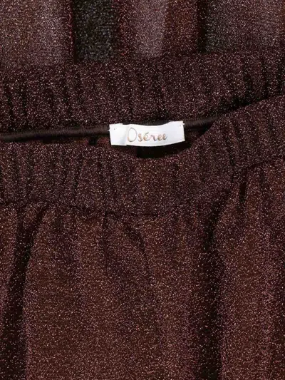 Oseree Lumière Trousers In Semi-transparent Brown Metallic Fabric In Brown