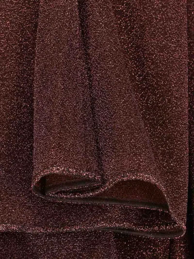 Oseree Lumière Trousers In Semi-transparent Brown Metallic Fabric In Brown