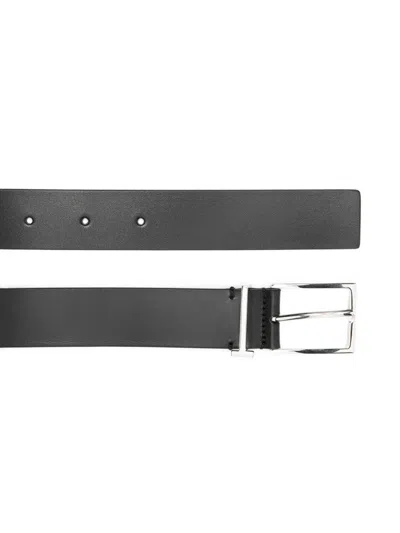 Tom Ford Logo-loop Leather Belt In Black