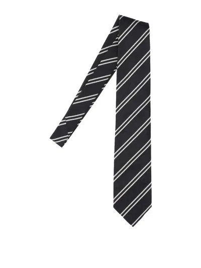 Tom Ford Textured Tie Diagonal Stripe Pattern In Black