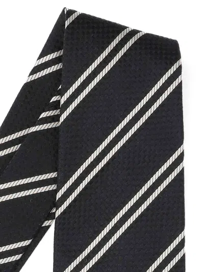 Tom Ford Textured Tie Diagonal Stripe Pattern In Black