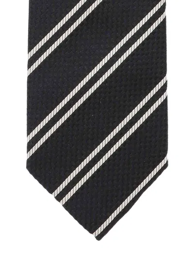 Tom Ford Textured Tie Diagonal Stripe Pattern In Black