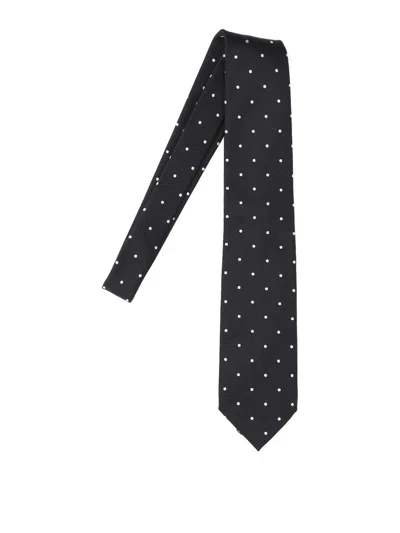 Tom Ford Regular Width Pointed Tip Polka Dot Tie In Black