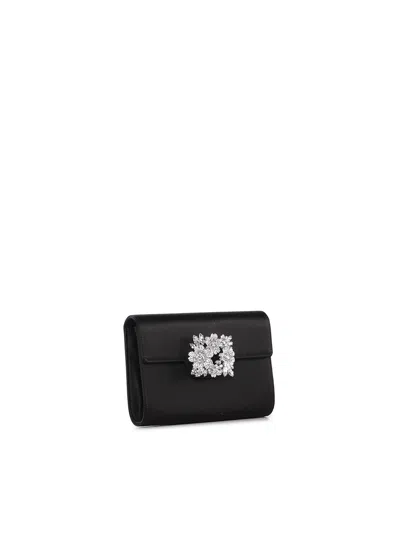 Roger Vivier Chain Strap Clutch Bag Rectangular Shape In Black