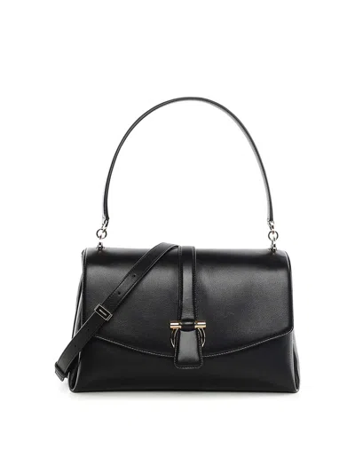 Ferragamo Medium Leather Top Handle Bag In Black
