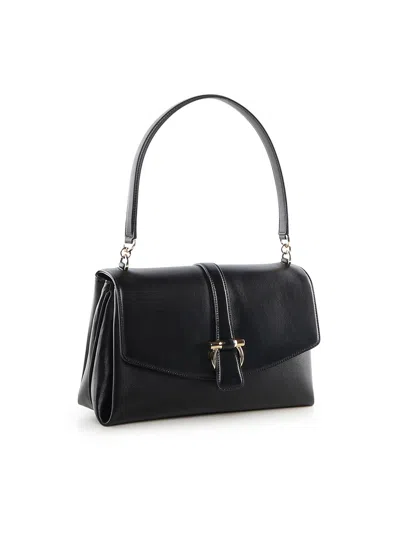 Ferragamo Medium Leather Top Handle Bag In Black
