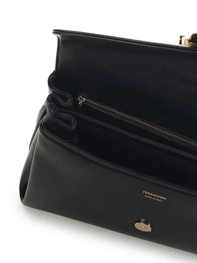 Ferragamo Medium Leather Top Handle Bag In Black