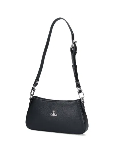 Vivienne Westwood Tasha Shoulder Phone Bag Faux Leather Black-3d-orb