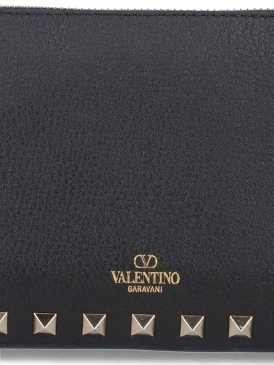 Valentino Rockstud Small Black Grainy Leather Crossbody Bag In Black