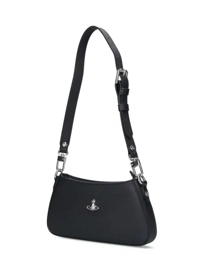 Vivienne Westwood Tasha Shoulder Phone Bag Faux Leather Black-3d-orb