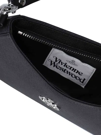 Vivienne Westwood Tasha Shoulder Phone Bag Faux Leather Black-3d-orb