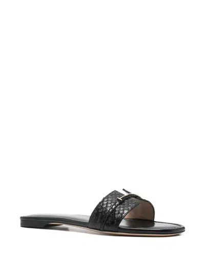 Tom Ford Semi Shiny Printed Python Julianne Slide In Black