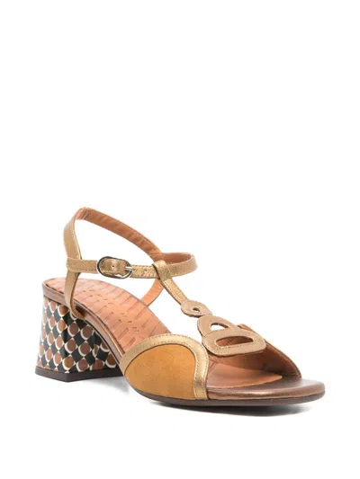 Chie Mihara Letouche T-strap Patterned Sandals In Brown