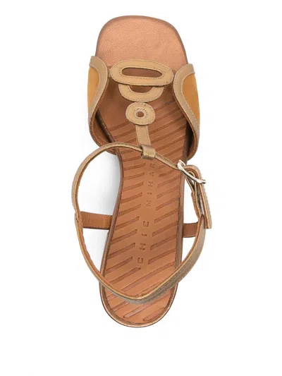Chie Mihara Letouche T-strap Patterned Sandals In Brown