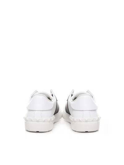 Valentino Blue Calf Leather Bos Taurus Low Top Sneakers In White