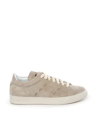 Kiton Leather Sneaker In Neutral