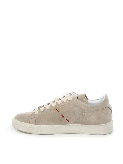 Kiton Leather Sneaker In Neutral