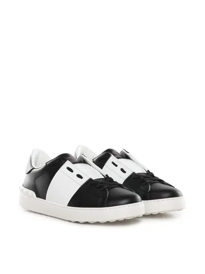 Valentino Garavani Open Leather Sneakers With Contrast Band And Stud Details Shoes In Black