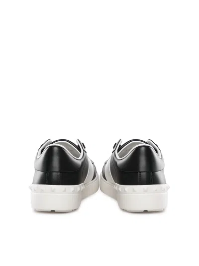 Valentino Garavani Open Leather Sneakers With Contrast Band And Stud Details Shoes In Black