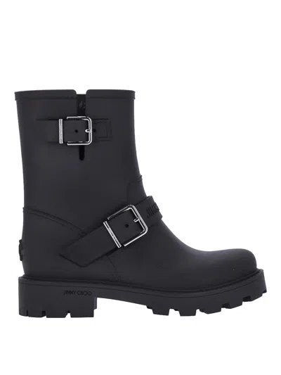 Jimmy Choo Biker Rain Black Tpu Rain Boots Black 42 In Blue