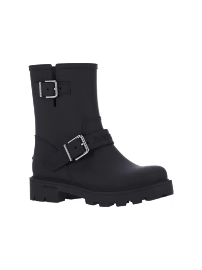 Jimmy Choo Biker Rain Black Tpu Rain Boots Black 42 In Blue