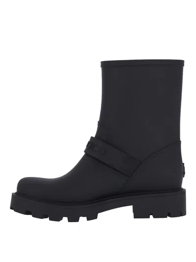 Jimmy Choo Biker Rain Black Tpu Rain Boots Black 42 In Blue