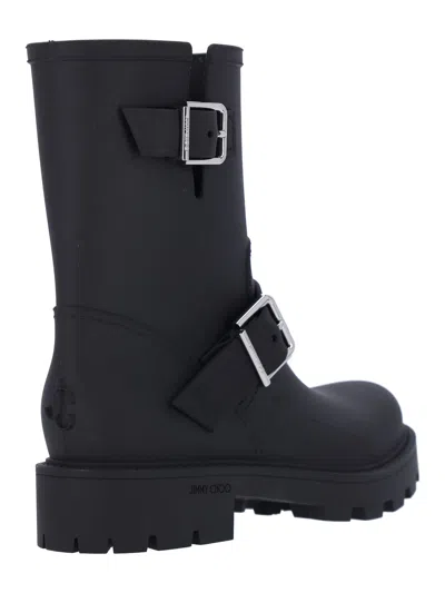 Jimmy Choo Biker Rain Black Tpu Rain Boots Black 42 In Blue